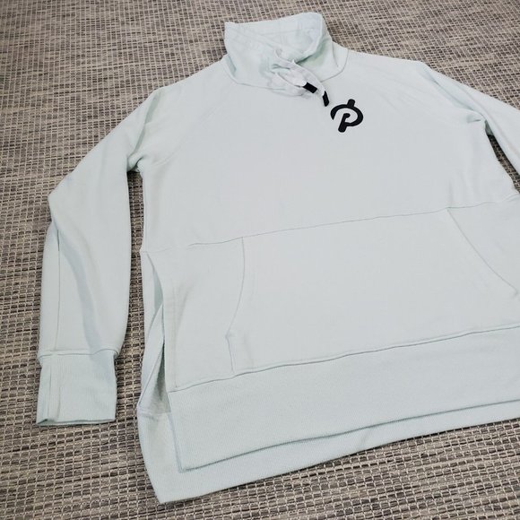 Peloton Cowl Neck Pullover Sweatshirt Womens Small Legacy Mint Green Side Slits - Picture 5 of 13